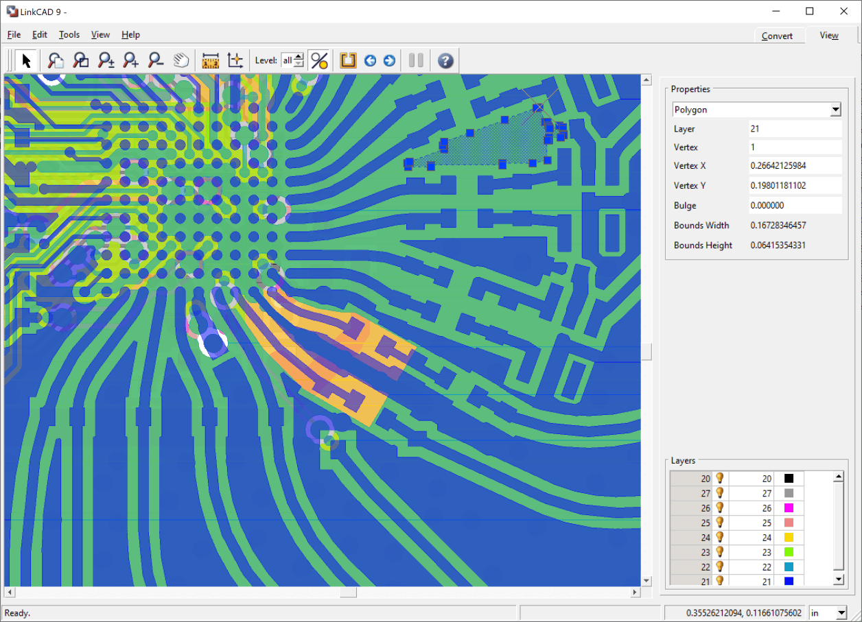 LinkCAD application screenshot showing CAD file conversion